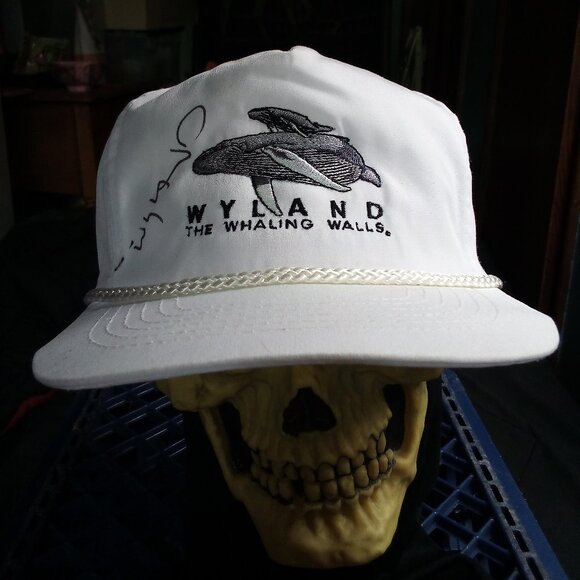 Deadstock Vintage Wyland Whaling Walls Rope Strap Trucker Hat Cap Autographed - Picture 1 of 8